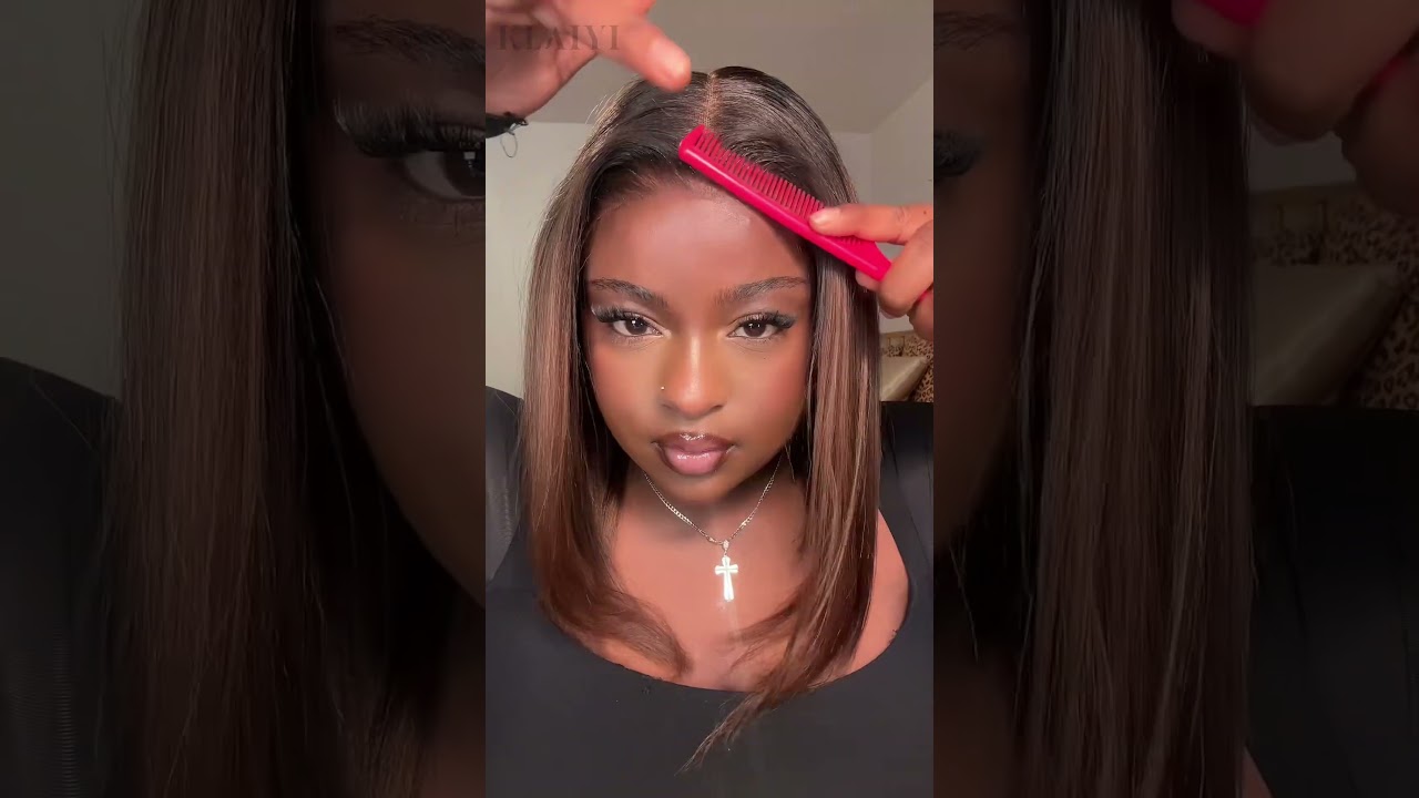 Beginner Friendly Pre Cut Glueless Ombre Bob Lace Wigs