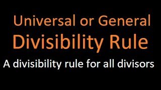 General or Universal divisibility rule | One Rule for all divisors | Pank PO | IBPS |