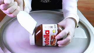 Nutella ice cream rolls street food - ايسكريم رول على الصاج نوتيلا