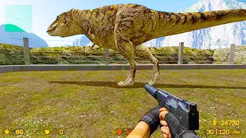 Counter Strike Source - Zombie Escape Nemesis mod online gameplay on Jurassic Park map