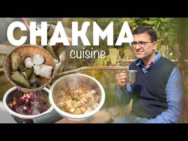Local CHAKMA ethnic FOOD in Tripura I Hogah & Shineh Pidhe (Pitha)+ Hattol Tohn (Jackfruit Curry) class=