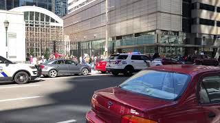 Police doing traffic and crowd control for Amazon Protest