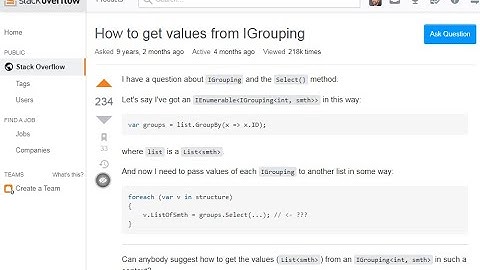 StackOverflow C#: How to get values from IGrouping