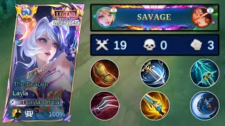 SAVAGE!! LAYLA SOLO HIGH RANK MATCH NEW BROKEN DAMAGE BUILD! - MLBB