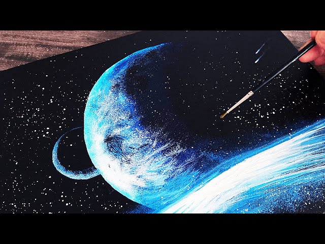 Earth from space|Acrylic Painting on Canvas Step by Step #193