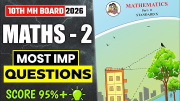 Class 10 Maths 2 Important Questions 2026 SSC Board | 10th Maths 2 IMP Question 2026