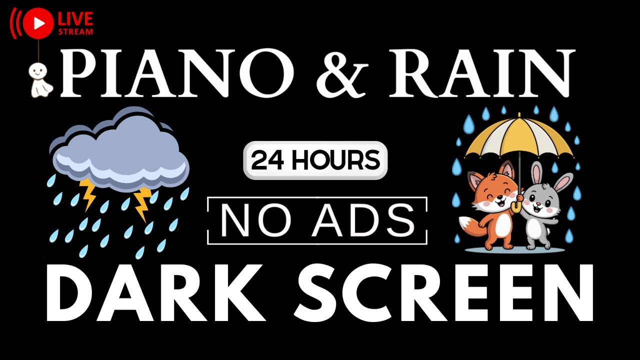 Relaxing Piano Music and Rain Sounds BLACK SCREEN for Sleep | Focus Piano Rain for Study and Reading