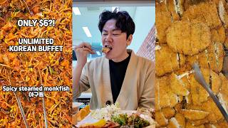 Asmr Mukbang  Spicy Steamed Monkfish U0026 Cheese Pork Cutlet  Satisfying Korean Buffet Plating  fyp