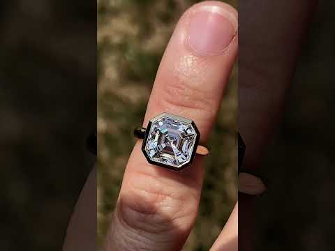 Asscher cut Moissanite Petite Bezel Solitaire ring video