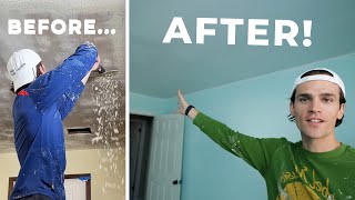 How to EASILY Remove Popcorn Ceilings and Paint Them White! DIY StarttoFinish