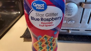 Trying Walmarts Great Value Blue Raspberry Fruit Spread on Waffles