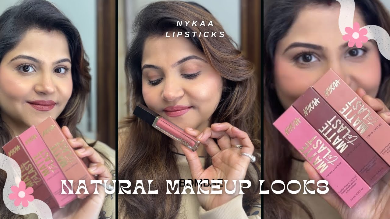 Natural Makeup Tutorial Using Nykaa Cosmetics Lipsticks 💄 | Honest Review
