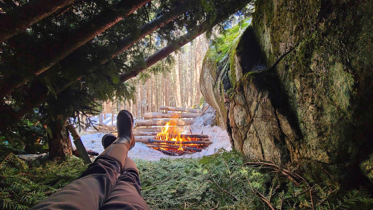 Winter Camping - No Tent Or Sleeping Bag - YouTube