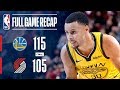 Full Game Recap: Warriors vs Trail Blazers | Steph & Klay Lead Warriors In Portland