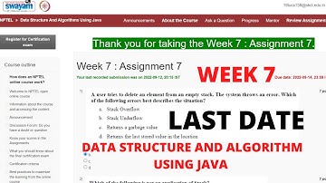 NPTEL Data Structure And Algorithms Using Java WEEK 7 Quiz Assignment Solutions | July 2022