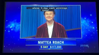 Jeopardy, Intro & 1St Daily Double - Mattea Roach Day 6 41222