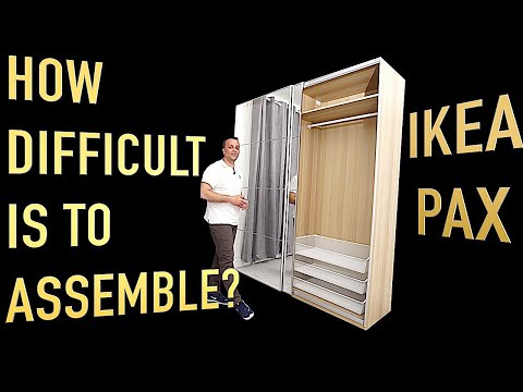 How difficult is it to assemble an Ikea Pax wardrobe with sliding doors?