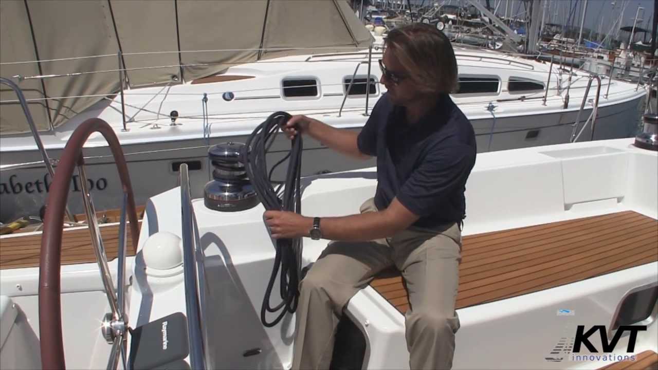 Halyard Hanger installation on a Jeanneau 57 by KVT innovations