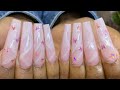 Rose Quartz Marble Gel-X Nails
