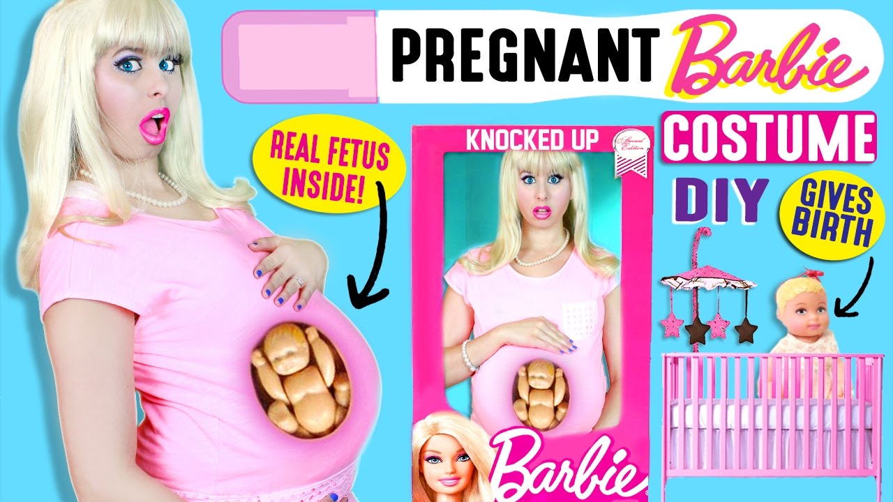 Diy Pregnant Barbie Doll Costume Knocked Up Barbie How To Make Barbie Pregnant Fetus 