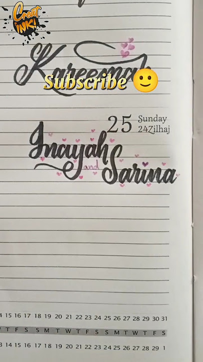 Lettering -Inayah Sarina Requested Names in calligraphy #lettering #shorts #shortsfeed #creat_inki
