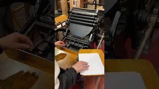 Howard letterpress prints his favorite cut with a 10x15 Chandler & Price Gordon style jobbing press