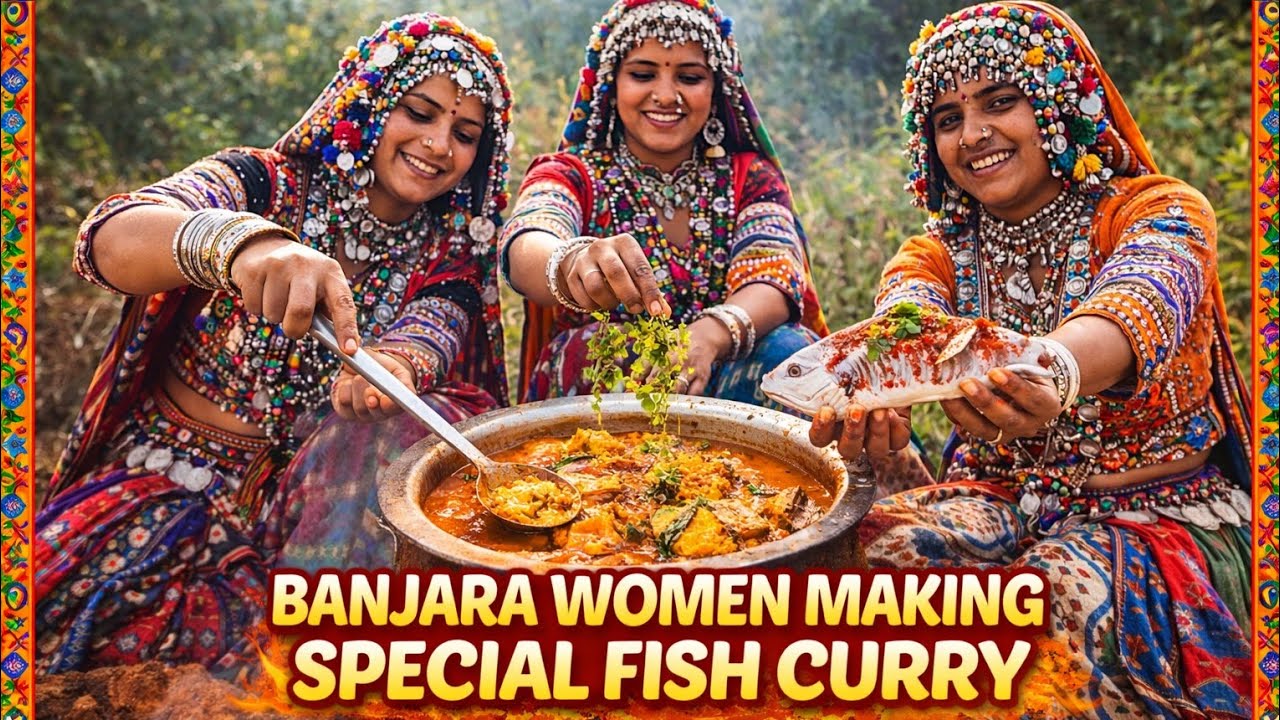 Banjara women making special fish curry|hard working women making special curry