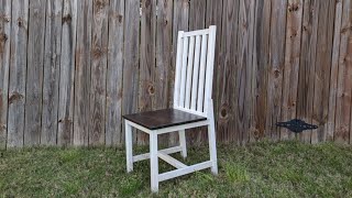 How to build a farmhouse chair under $35. Rustic, comfortable, and lightweight DIY project.
