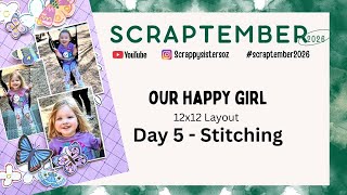 Scraptember 2026| Day 5 - Stitching | 12x12 Layout | Katie