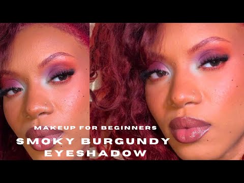 MAKEUP FOR BEGINNERS | Burgundy Smoky Eye #makeupinspo #eyeshadowtutorial 