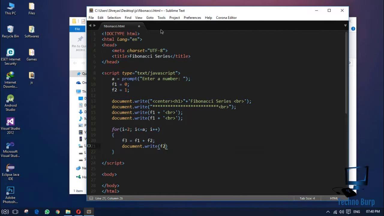 Generating N Fibonacci Series using Javascript - YouTube