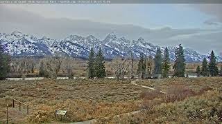 Teton Time Lapse of sunset viewed from Dornan's on November 4, 2023