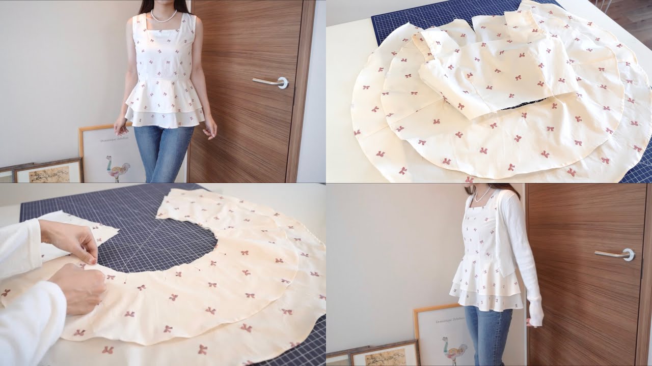 洋裁vlog】フリルたっぷりのペプラムブラウスを縫う??/sewing a 