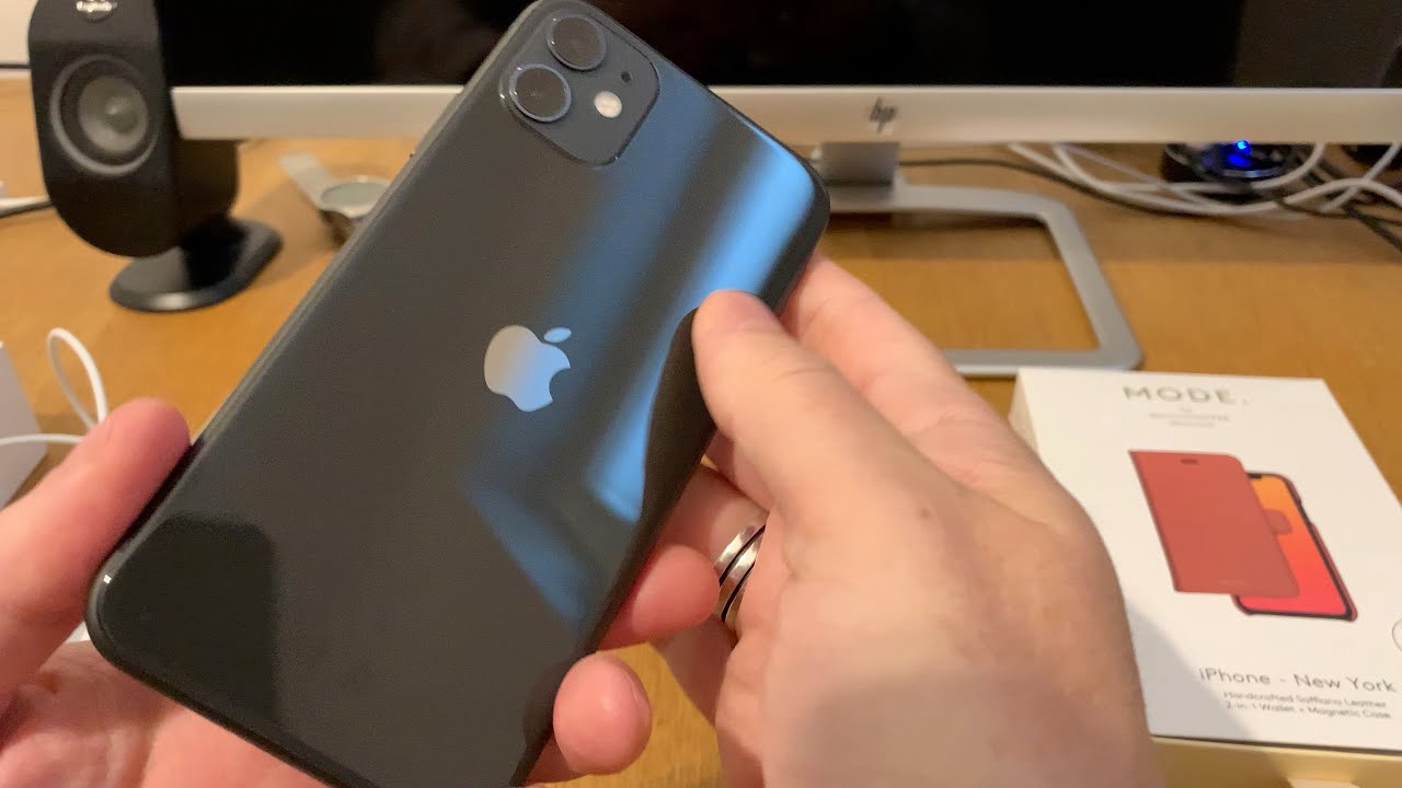 Unboxing of iPhone 11 Black 64GB and Mode New York Wallet Case from Denmark