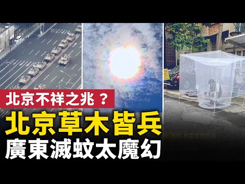 北京草木皆兵，街头现大量军车！不祥之兆？北京异象连连，惊现巨型日晕、
