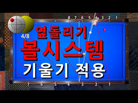볼 시스템 | 기울기 적용 | 옆돌리기 | 당구강좌 4구 &amp; 3쿠션