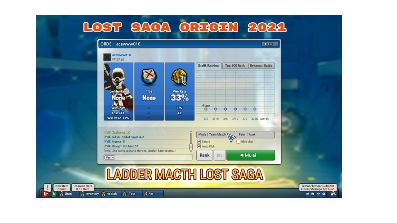 LostSaga Origin 2021 ( Ladder & Faction War Macth LostSaga)