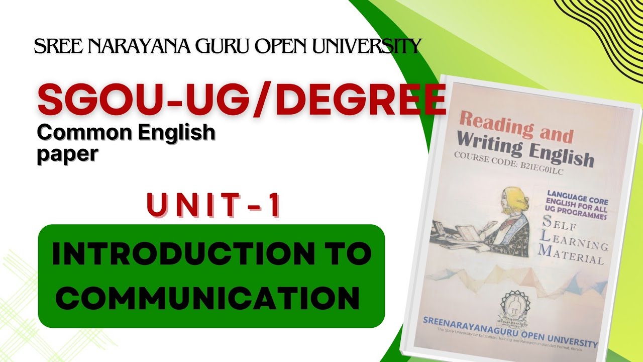SGOU degree English class | Reading and writing English | introduction to communication|in Malayalam