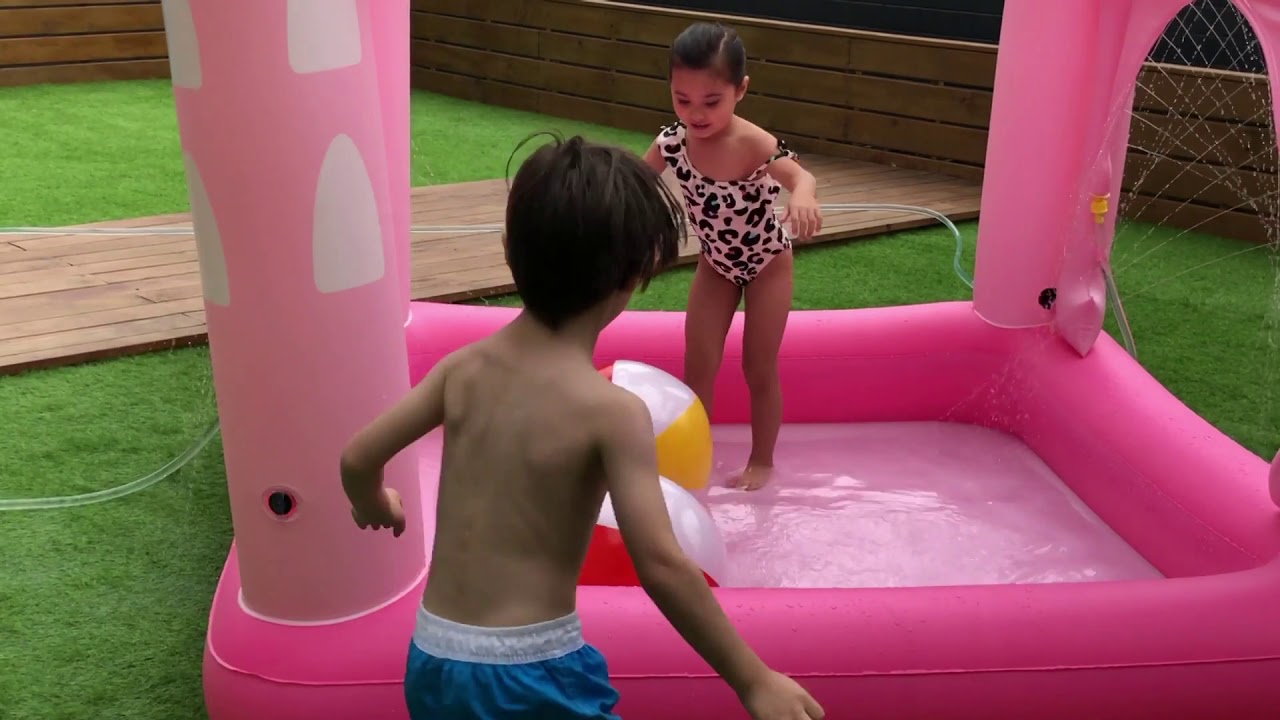 Teamson Kids Garden Childrens Pink Castle Inflatable Water Paddling Pool TK-48271P-UK/EU