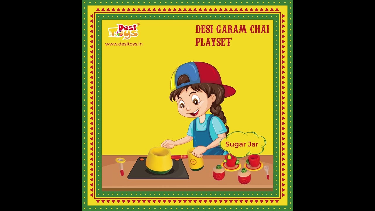 'Desi Toys' Wooden Indian Tea Kitchen set / Tea Playset / Desi Garam Chai Playset for kids