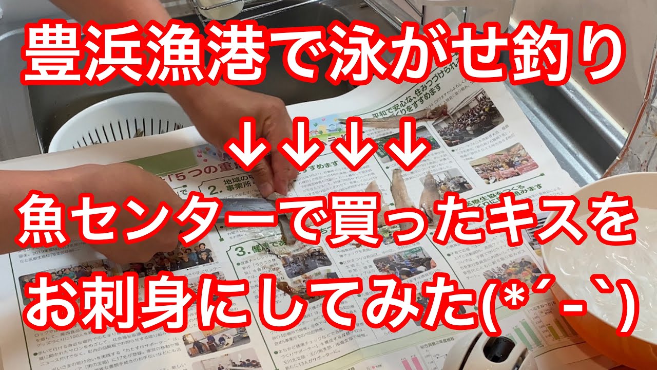 豊浜漁港で釣りをしてから 魚センターで買ったキスをお刺身にしてみた Youtube