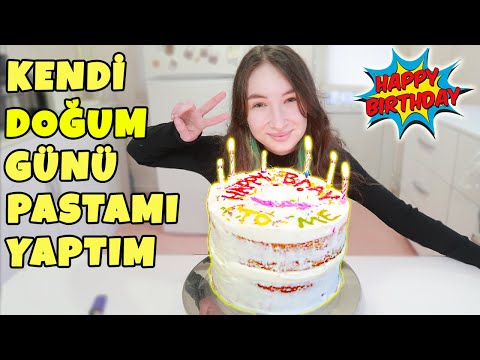 KENDİ EFSANE DOĞUM GÜNÜ PASTAMI YAPTIM (İlk Kez Pasta Yapıyorum) | Jr. Chef Mislina Mutfakta