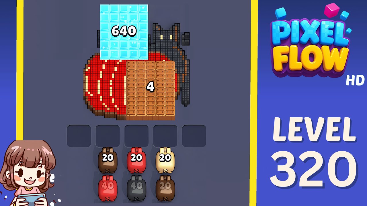 Pixel Flow Level 320 Solution Walkthrough