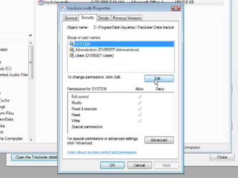 Configuring Trackster 3 Database Permissions