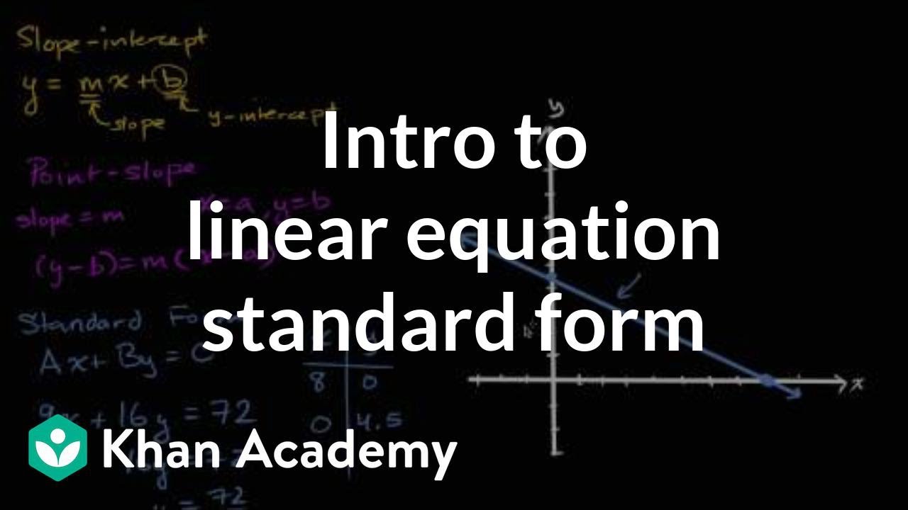 Intro to linear equation standard form  Algebra (video)  Khan