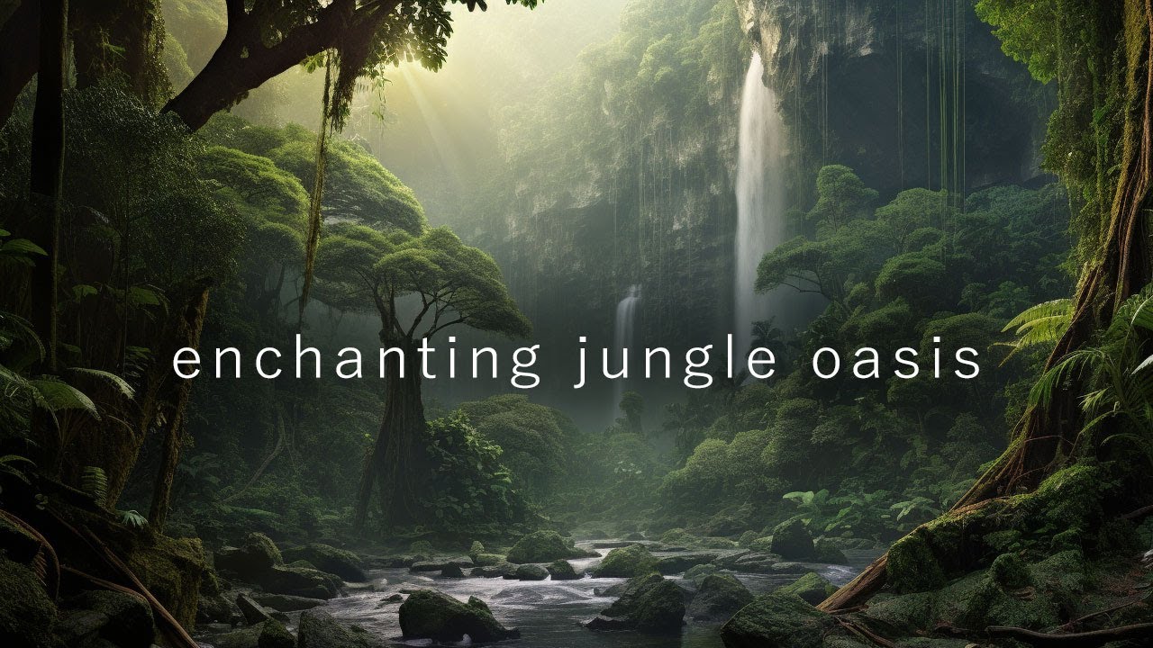 Mystical Jungle Retreat  | Calming, relaxing sounds of waterfall, rushing water, birds chirping