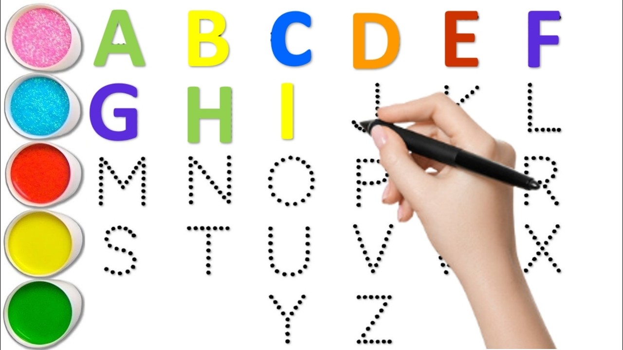 A to Z kids alphabet, collection for writing along dotted lines, ABCD, A to Z alphabet, kids 12345