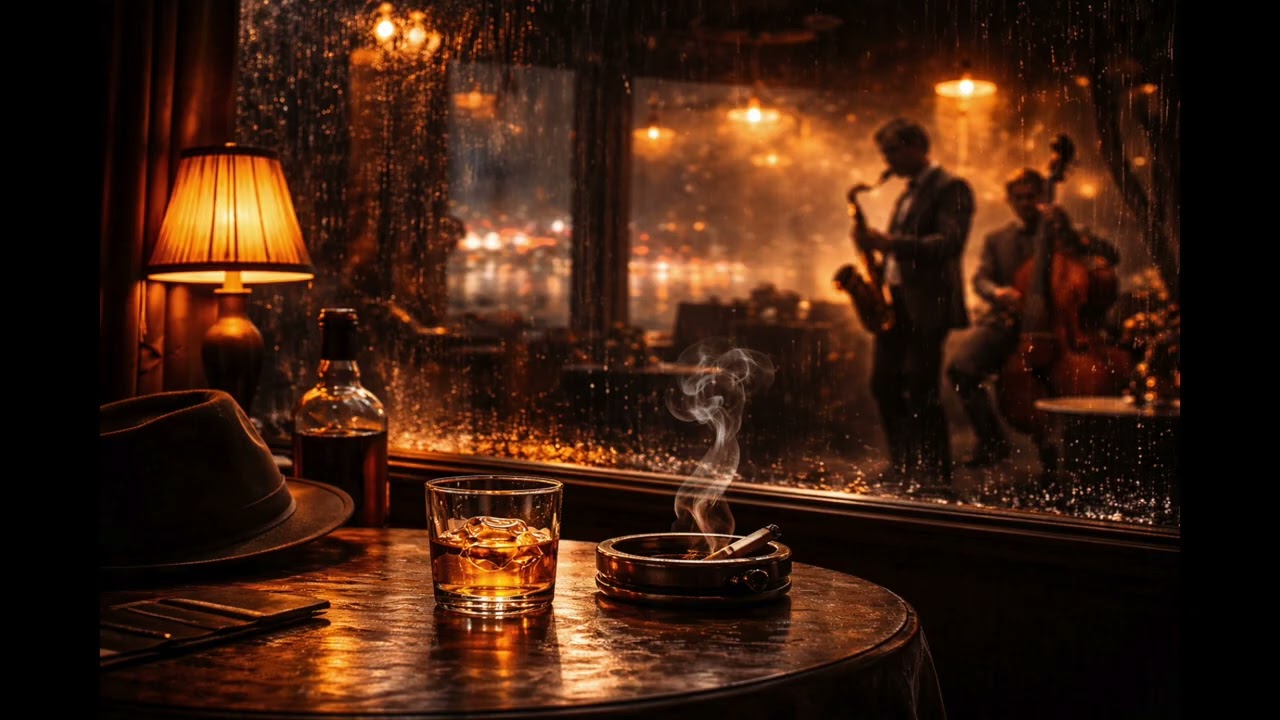 Rainy Night Jazz, Smooth Sax & Whiskey Mood | Relaxing Late Night Music