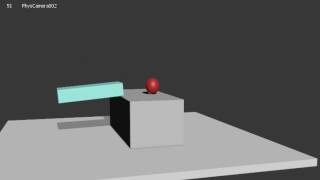 Ball jumping and knocking over a box. Camera 2