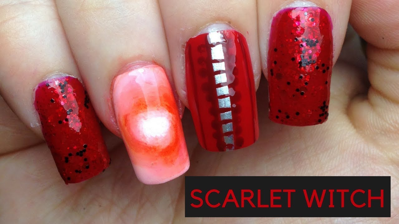 1. Scarlet Witch Inspired Nail Art - wide 3